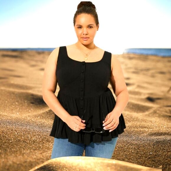 TORRID BLACK FIT & FLARE Rayon Slub Corset Tank Top Size 4X - Picture 1 of 10